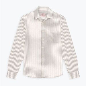 Casual Striped Button-Down Shirt - Beige & White